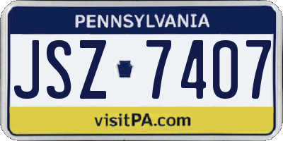 PA license plate JSZ7407