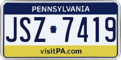 PA license plate JSZ7419