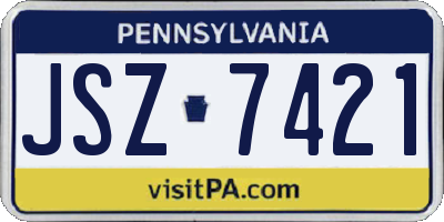 PA license plate JSZ7421