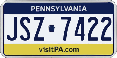 PA license plate JSZ7422