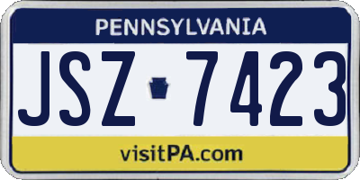 PA license plate JSZ7423