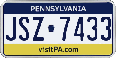 PA license plate JSZ7433