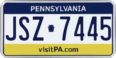 PA license plate JSZ7445