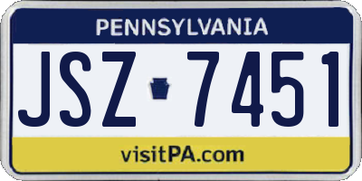 PA license plate JSZ7451