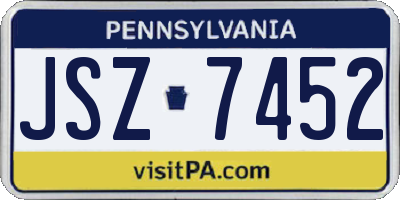 PA license plate JSZ7452