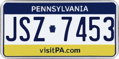 PA license plate JSZ7453