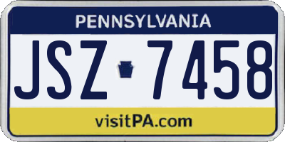 PA license plate JSZ7458