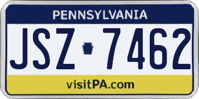 PA license plate JSZ7462