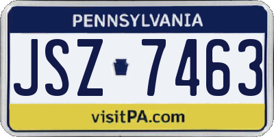 PA license plate JSZ7463