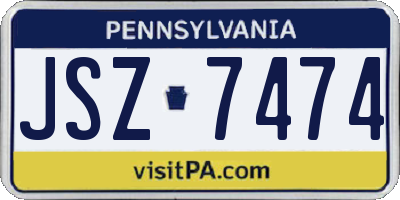 PA license plate JSZ7474