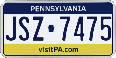 PA license plate JSZ7475
