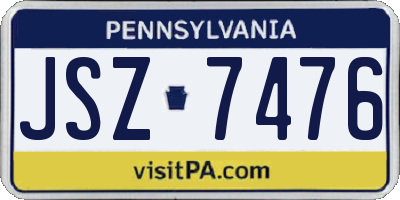 PA license plate JSZ7476