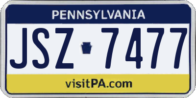 PA license plate JSZ7477