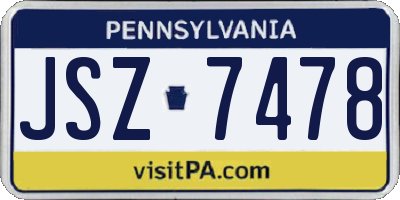 PA license plate JSZ7478