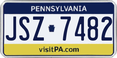 PA license plate JSZ7482