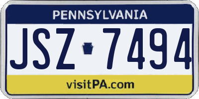 PA license plate JSZ7494