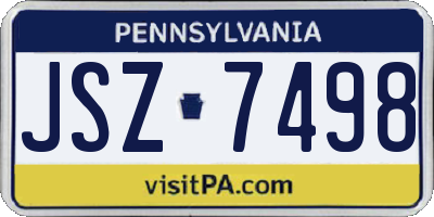 PA license plate JSZ7498