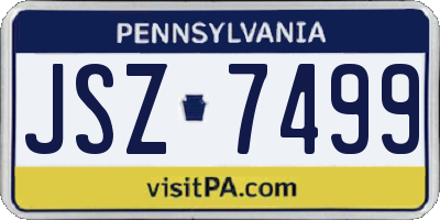 PA license plate JSZ7499