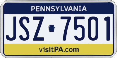 PA license plate JSZ7501