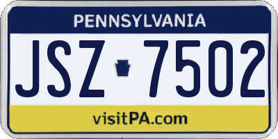 PA license plate JSZ7502