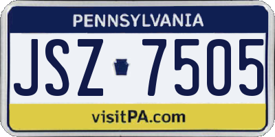 PA license plate JSZ7505