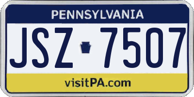 PA license plate JSZ7507