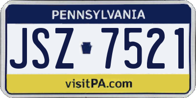 PA license plate JSZ7521