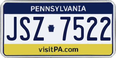 PA license plate JSZ7522