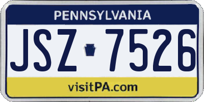 PA license plate JSZ7526