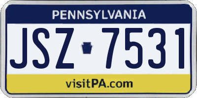 PA license plate JSZ7531