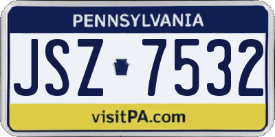PA license plate JSZ7532