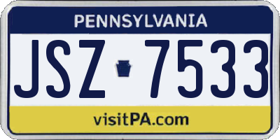 PA license plate JSZ7533