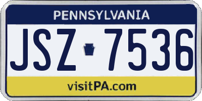 PA license plate JSZ7536