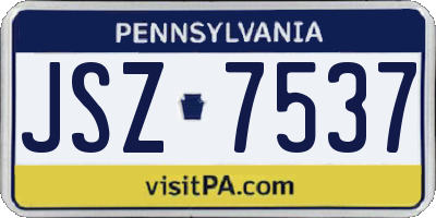 PA license plate JSZ7537
