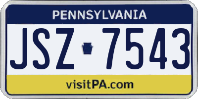 PA license plate JSZ7543