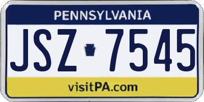 PA license plate JSZ7545