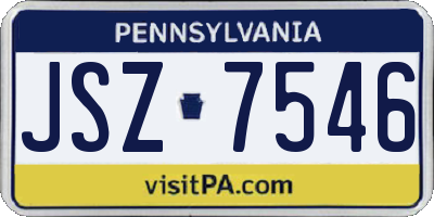 PA license plate JSZ7546