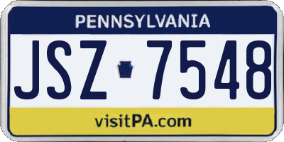 PA license plate JSZ7548