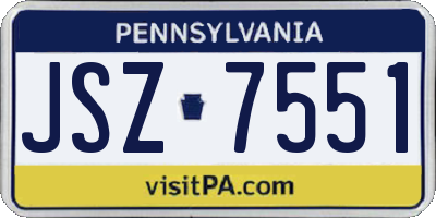 PA license plate JSZ7551