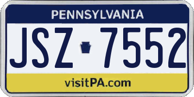 PA license plate JSZ7552