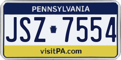 PA license plate JSZ7554