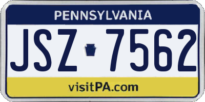 PA license plate JSZ7562