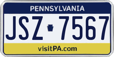 PA license plate JSZ7567