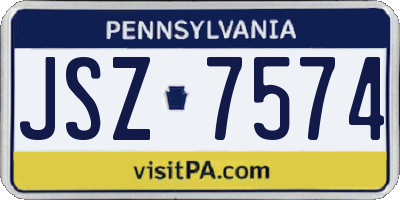 PA license plate JSZ7574