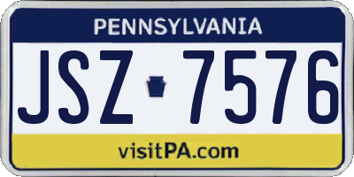 PA license plate JSZ7576