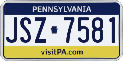 PA license plate JSZ7581