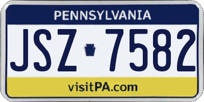PA license plate JSZ7582