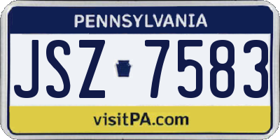 PA license plate JSZ7583