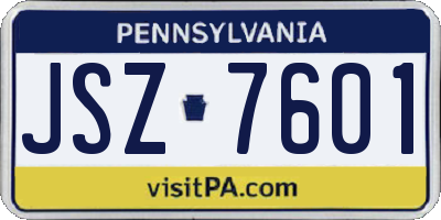 PA license plate JSZ7601