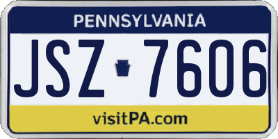 PA license plate JSZ7606
